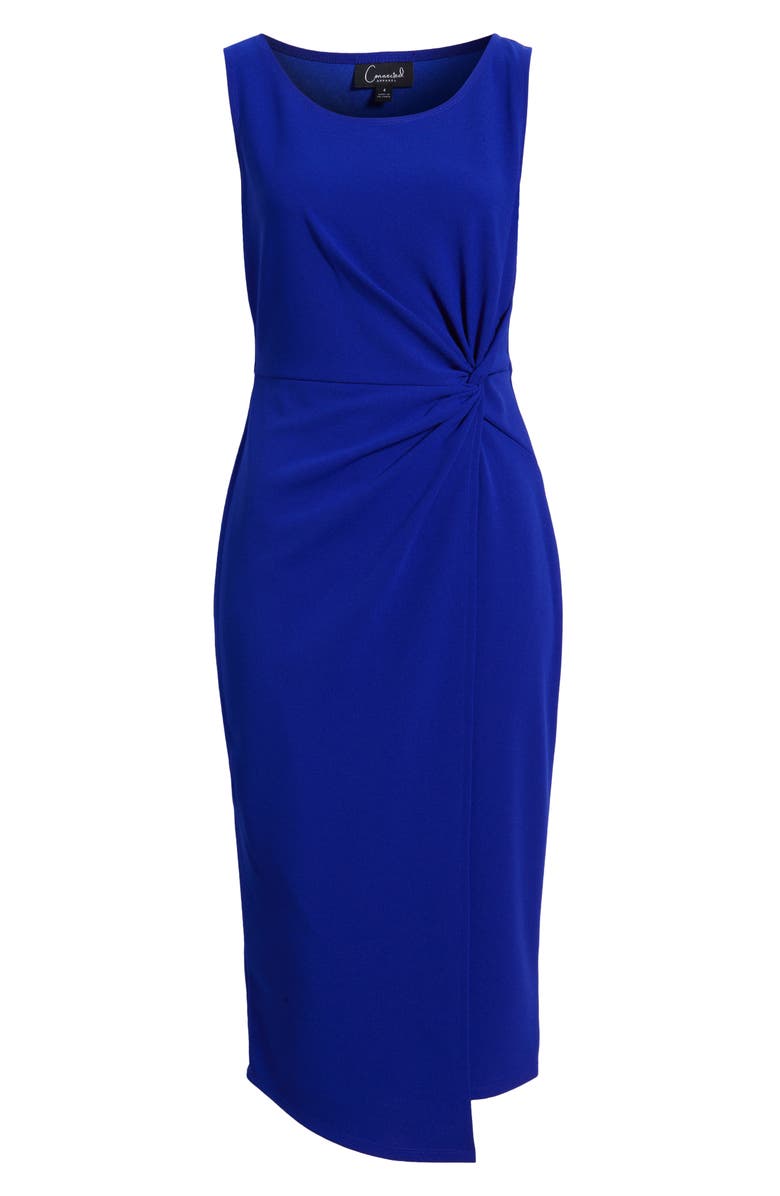 Connected Apparel Side Knot Sleeveless Sheath Midi Dress, Alternate, color, Deep Cobalt