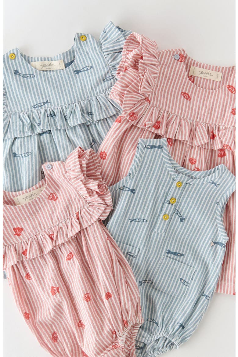 Stripe Organic Cotton Bubble Romper, Alternate, color, SHELL BELLE