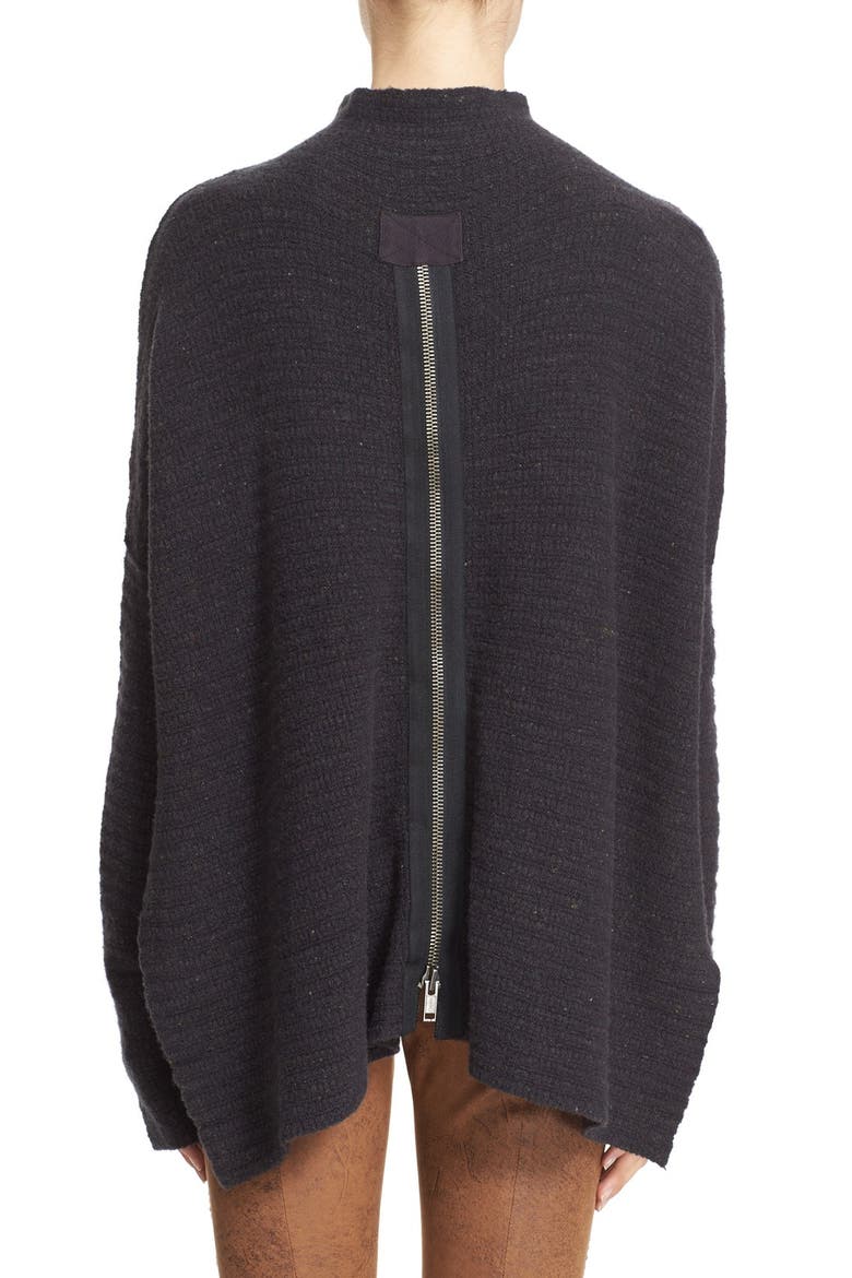 'Arctic Fox' Back Zip Swing Sweater, Alternate, color, BLACK