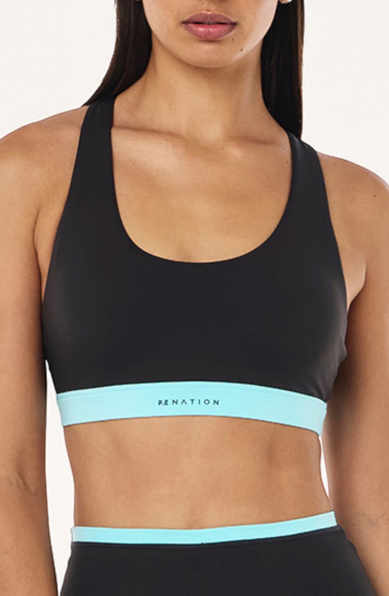 P.E Nation Lumify Strappy Sports Bra, Main, color, Smokestone