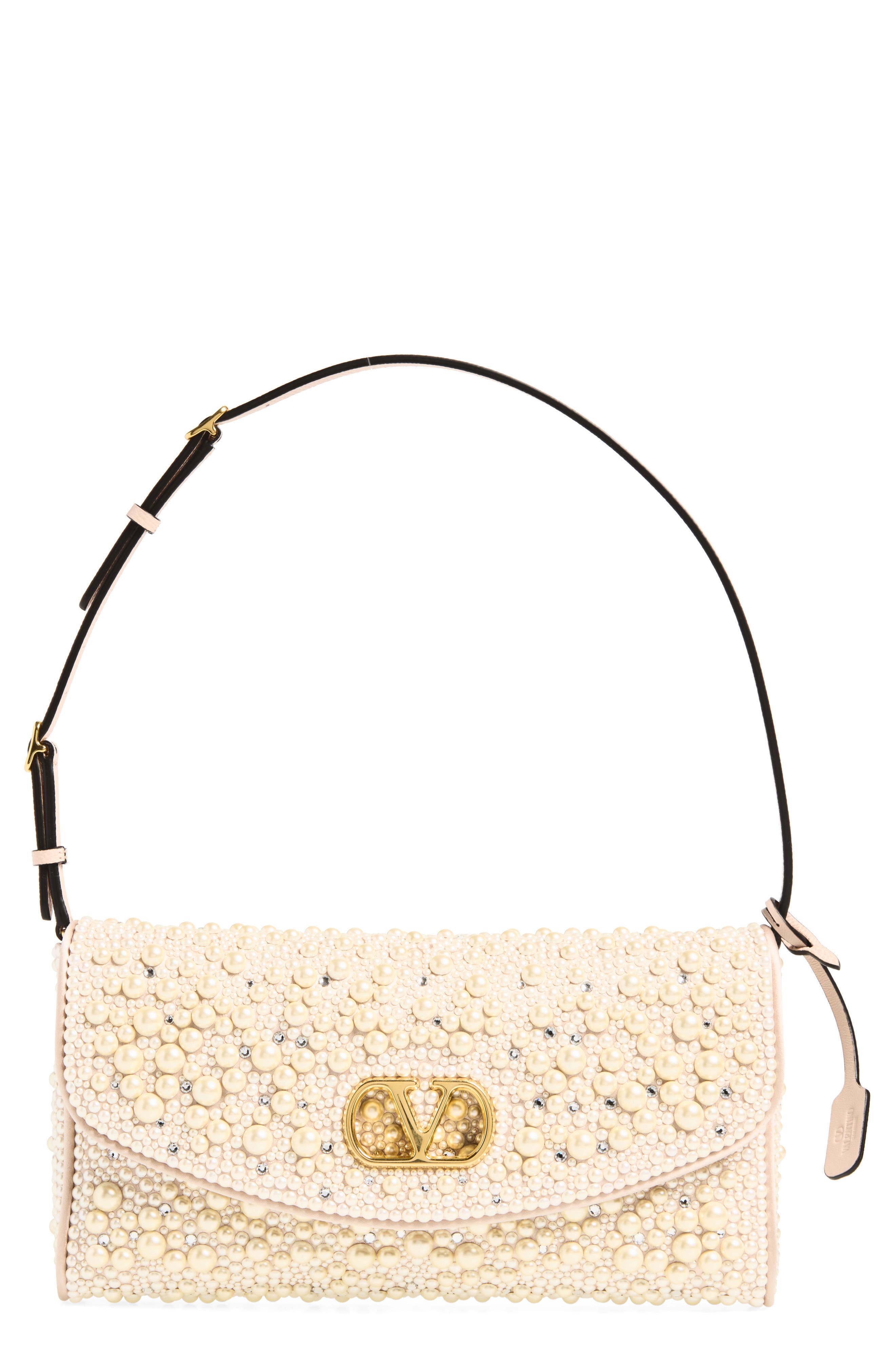 Small Devain Faux Pearl Clutch, Main, color, CREAM
