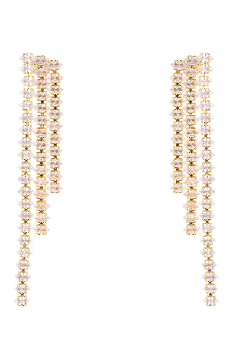 ZAXIE By Stefanie Taylor Cubic Zirconia Triple Chain Drop Earrings, Main, color, 