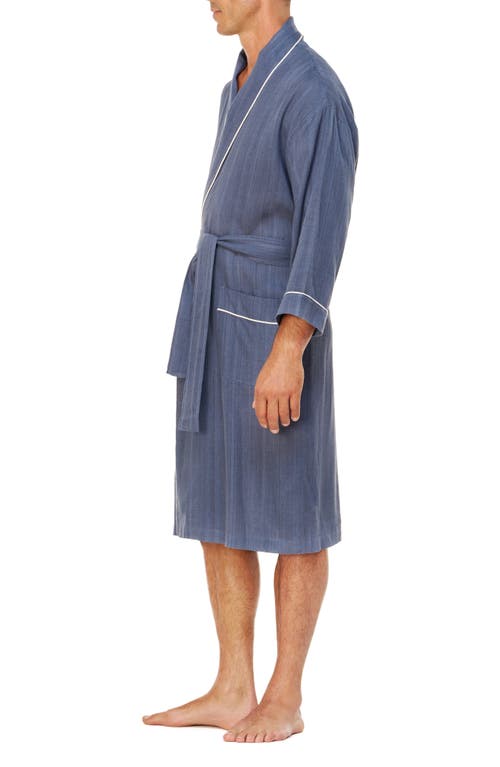 Majestic International Shawl Collar Woven Viscose & Cotton Robe In Blue