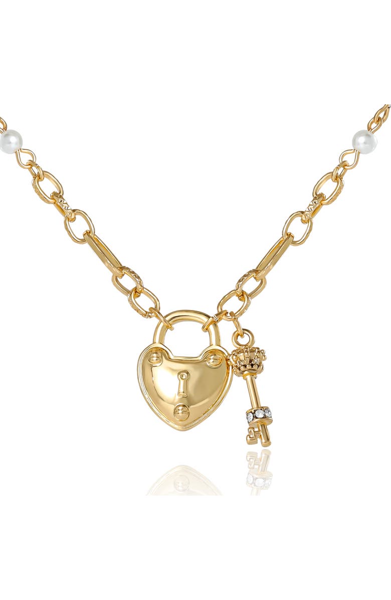 Juicy Couture Heart Locket Charm Necklace, Gold-Tone, Main, color, Gold Tone