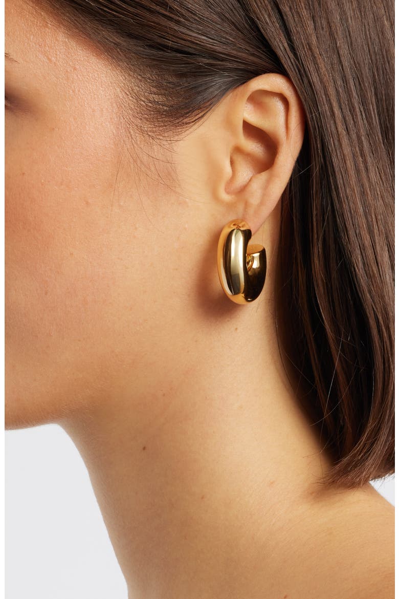 High Polish Chunky Hoop Earrings, Alternate, color, GOLD