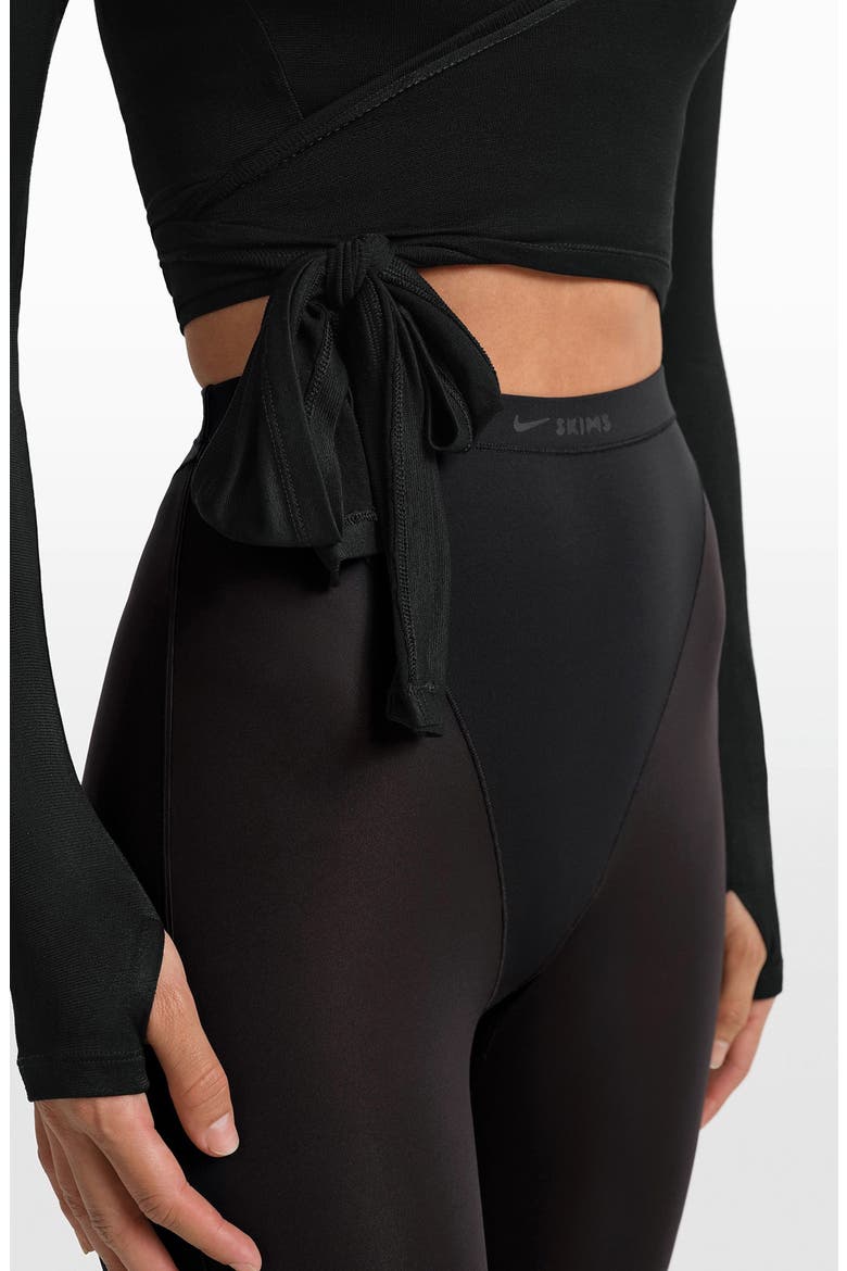 Long Sleeve Stretch Knit Wrap Top, Alternate, color, OBSIDIAN