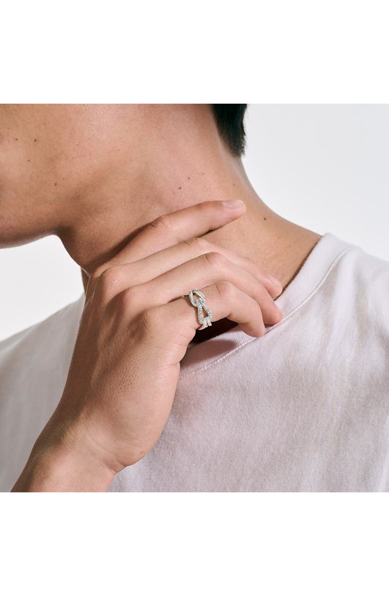 John Hardy Surf Pavé Diamond Link Ring, Alternate, color, Silver