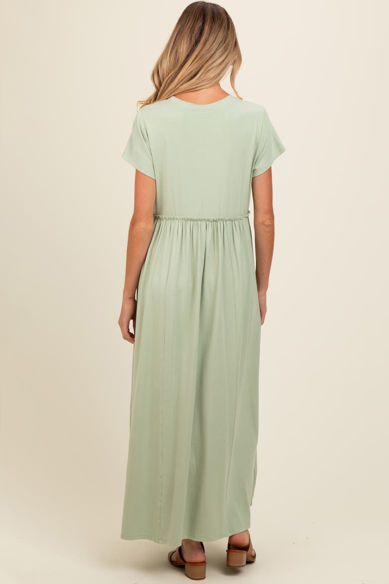 Ruffle Trim Maxi Dress, Alternate, color, Light Olive