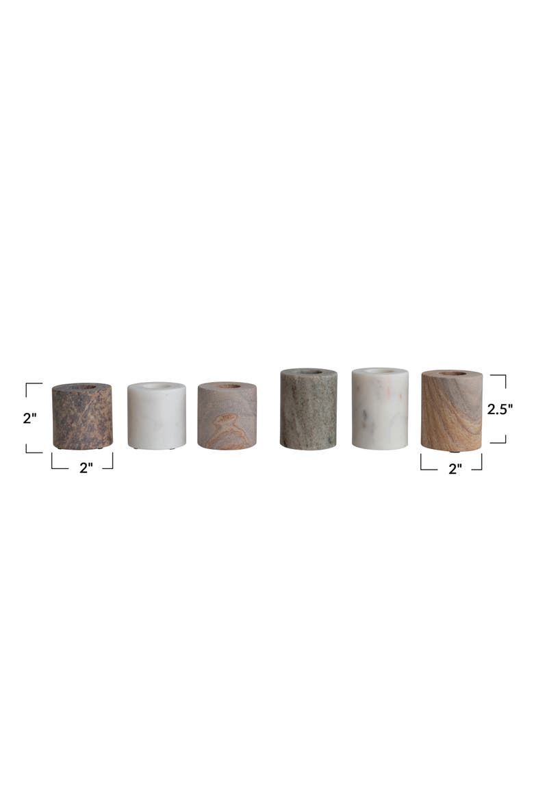 Decorative Marble Taper Candle Holders, Multicolor, Set of 6, Alternate, color, Tan