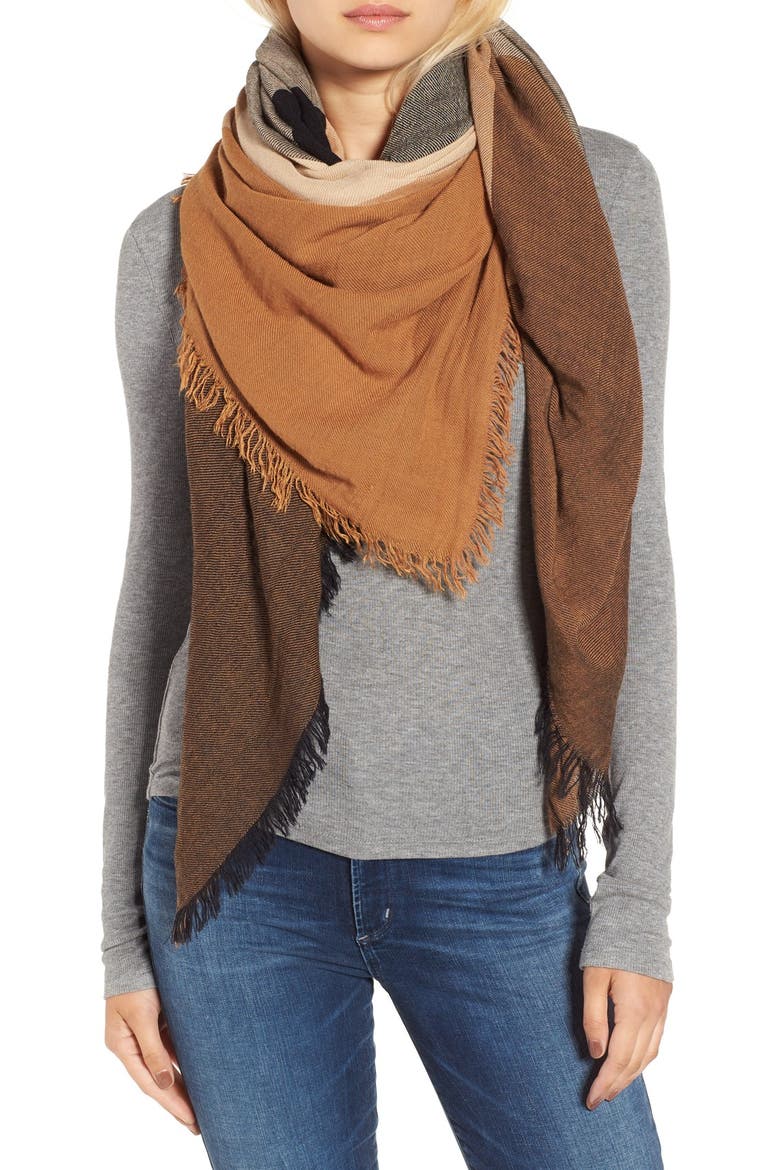 Check Woven Square Scarf, Main, color, BLACK MULTI