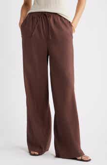 Linen Blend Drawstring Pants
