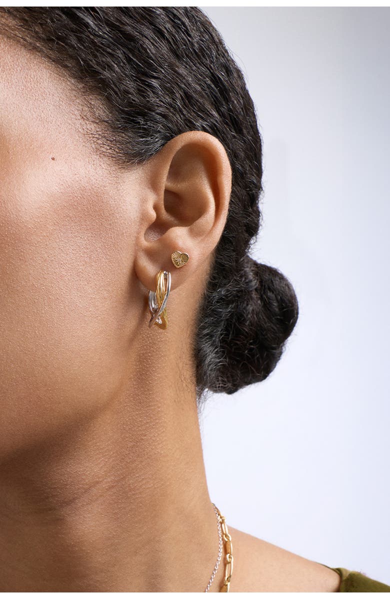 Astley Clarke Aurora Weave Mixed Metal Maxi Hoop Earrings, Alternate, color, Gold