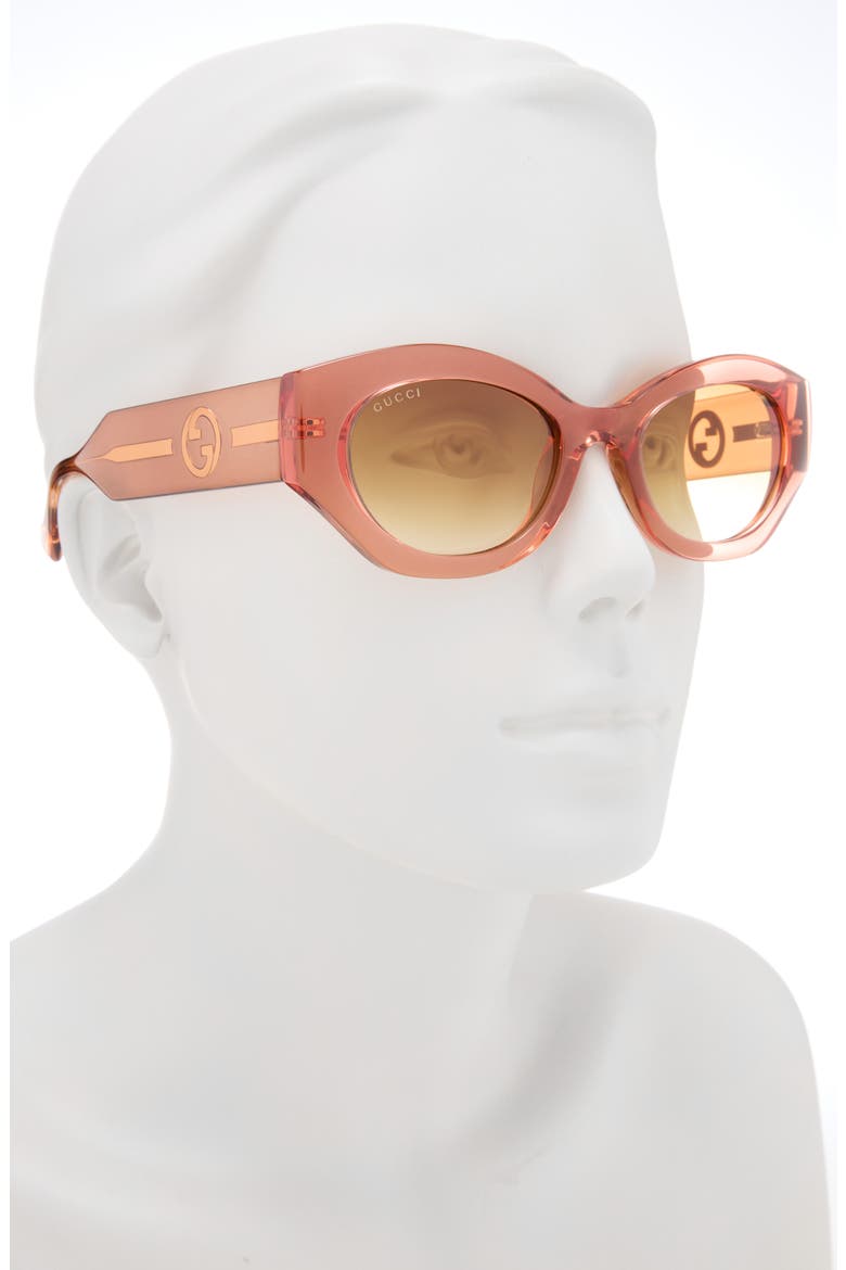52mm Cat Eye Sunglasses, Alternate, color, BROWN BROWN BROWN