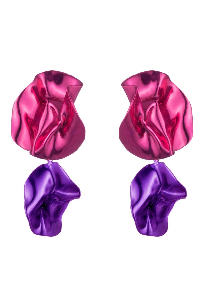 Flashback Fold Drop Earrings, Main, color, FUCHSIA - VIOLET