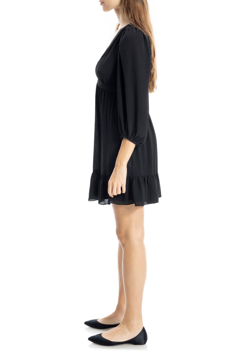 MAX STUDIO V-Neck Three-Quarter Sleeve Minidress, Alternate, color, Black