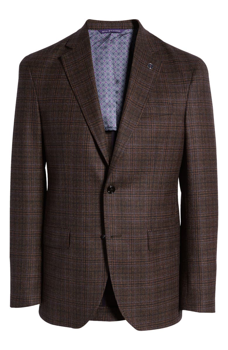Ted Baker London Konan Trim Fit Plaid Wool Sport Coat, Alternate, color, 