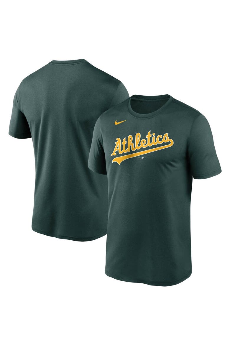 Men's Nike Green Oakland Athletics Wordmark Legend Performance T-Shirt, Main, color, Green
