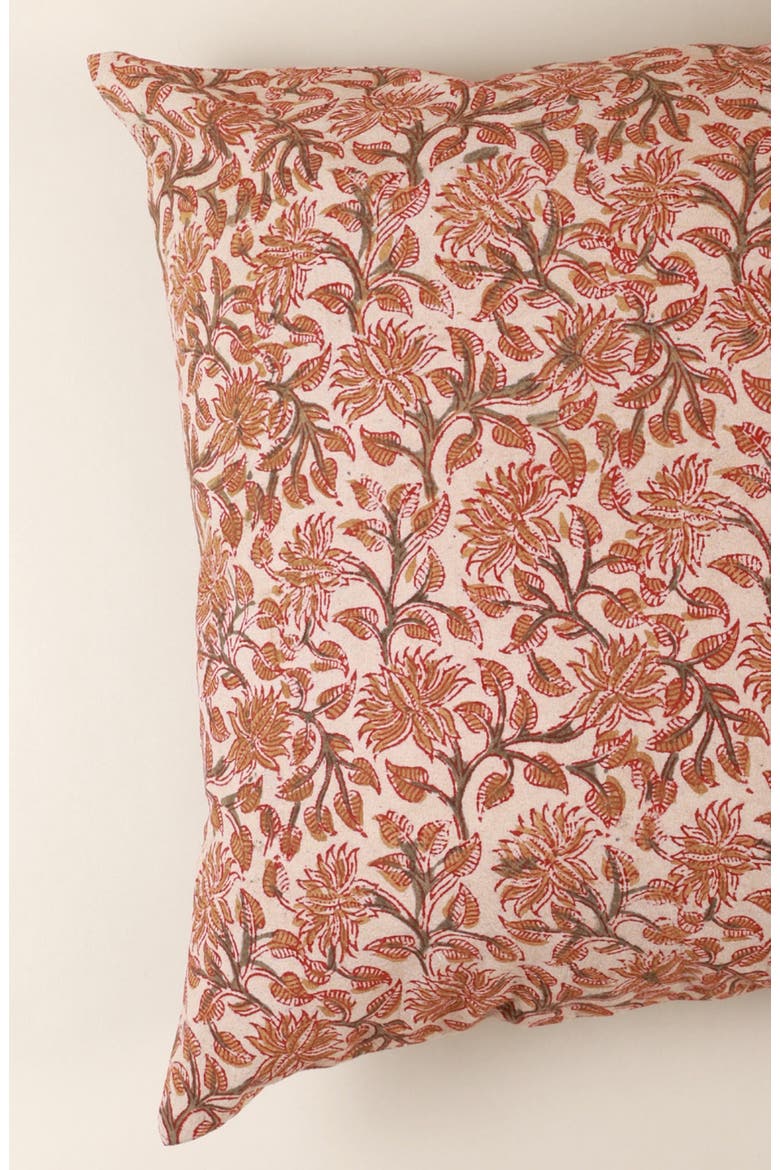 Autumn Grove Kalamkari Handcrafted Pillow - Cover, Alternate, color, Multi-colored Foral Pattern