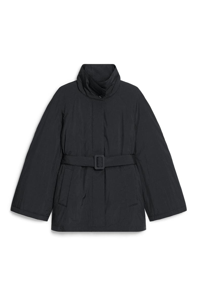 Belted Nylon Parka, Alternate, color, BLACK