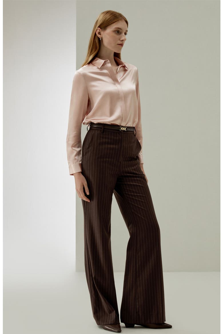 Women's Basic Concealed Placket Silk Shirt, Alternate, color, Pale pink
