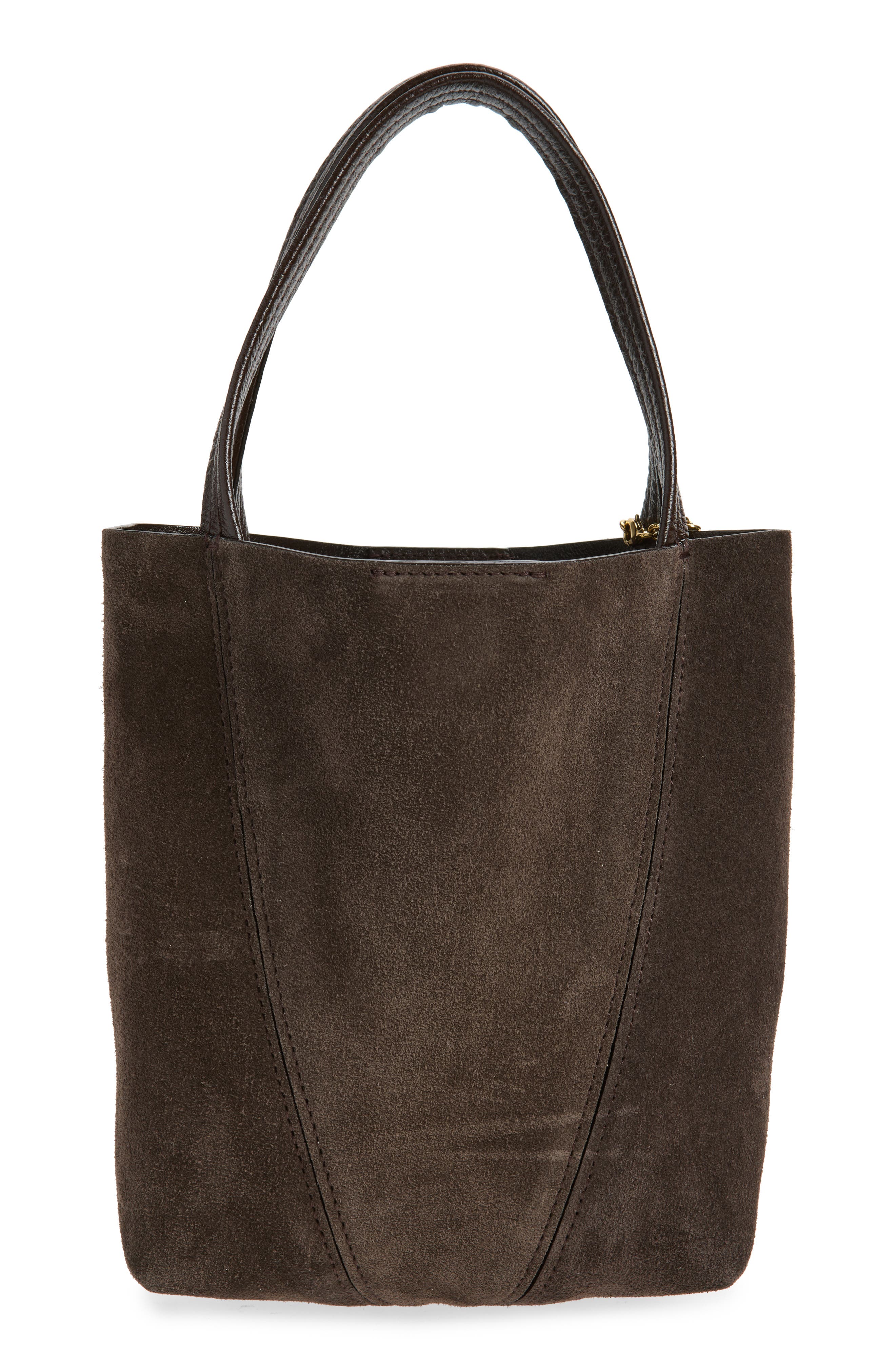 Chloé Small Spin Suede Crossbody Tote, Alternate, color, Kohl Brown