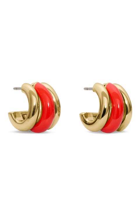 tiny twinkles trio huggie hoop earrings