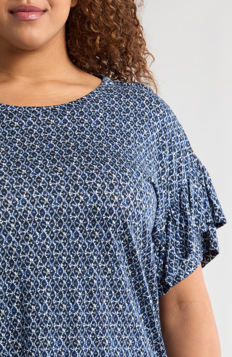 Liverpool Los Angeles Batik Tiered Ruffle Sleeve Jersey Top, Alternate, color, 