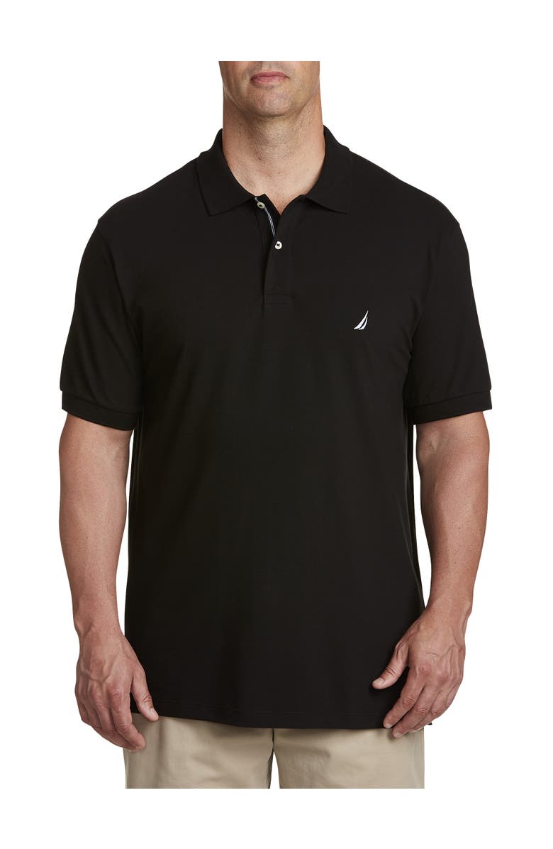 Nautica Big & Tall Stretch Piqué Polo Shirt, Main, color, Black