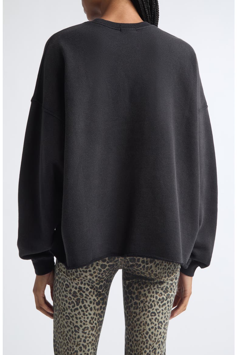 K, Bye Appliqué Oversize Cotton Cutoff Sweatshirt, Alternate, color, BLACK