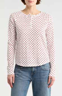 Heart Print Pointelle Henley