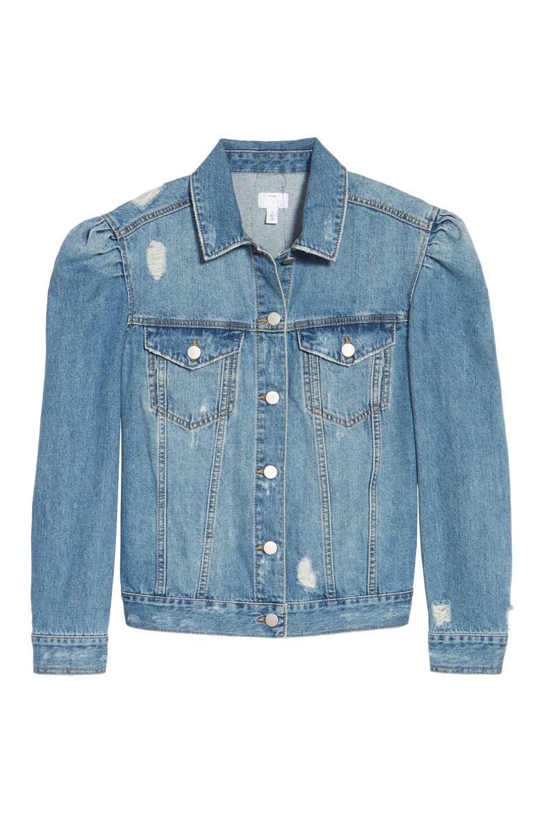 Puff Sleeve Denim Jacket, Alternate, color, ROBYN INDIGO