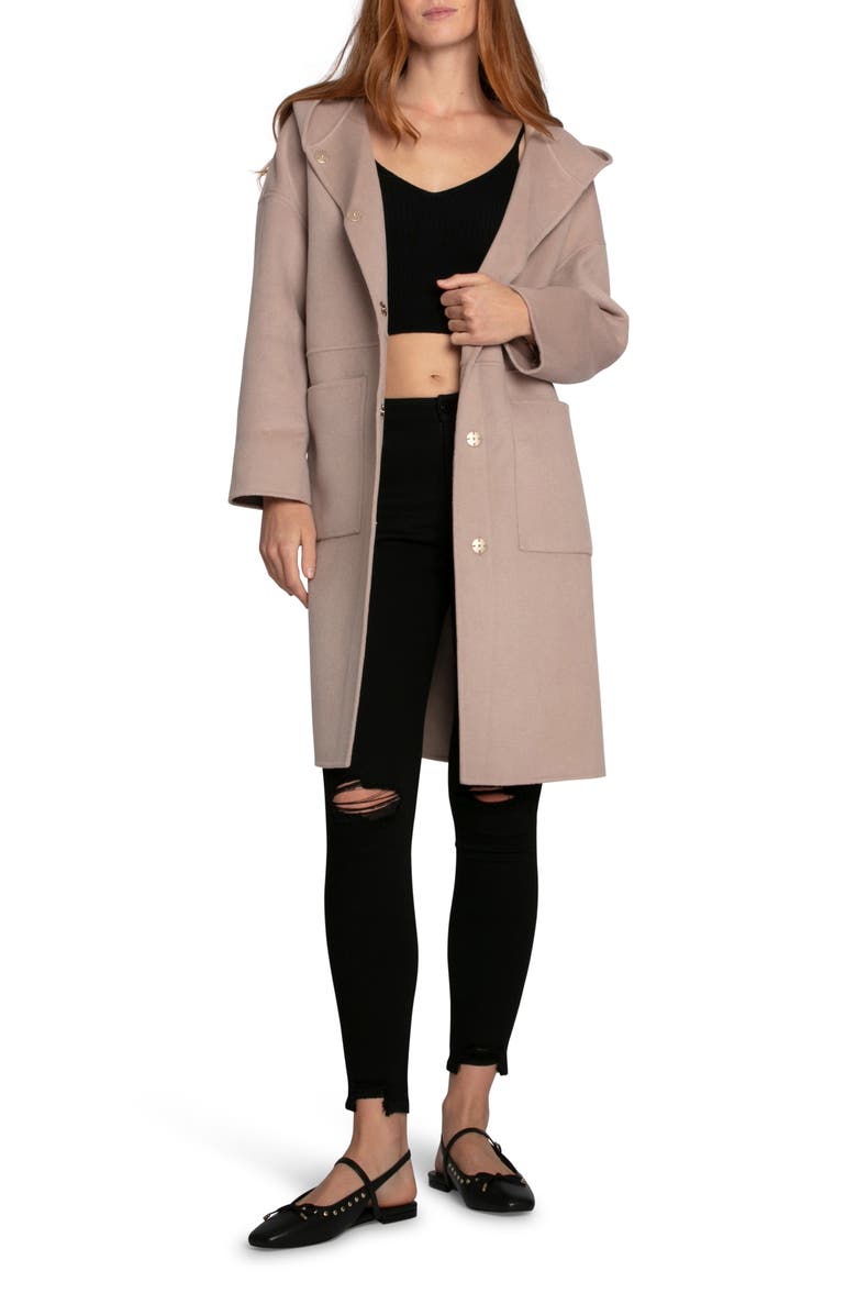 Belle & Bloom Sunday Morning Wool Blend Coat, Alternate, color, Sand