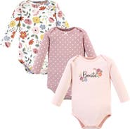 Hudson Baby Little Soft Cotton Long-Sleeve One-Piece 3Pk