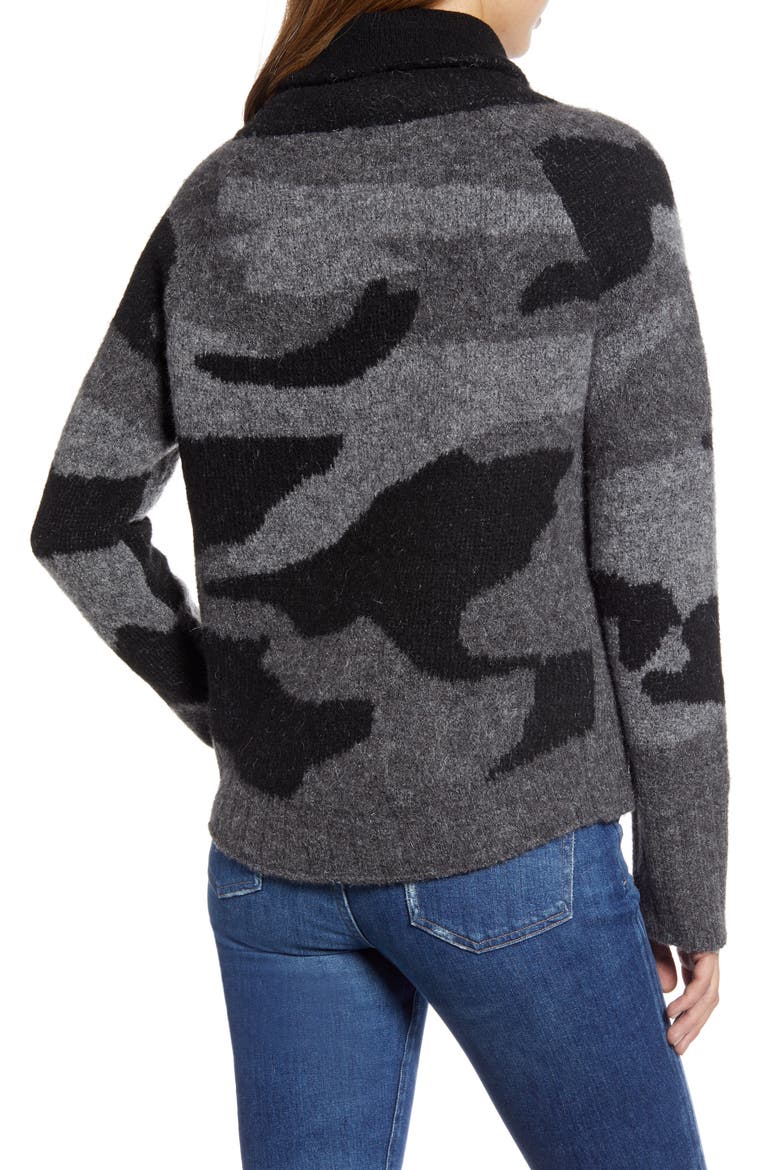 Camo Print Cowl Neck Sweater, Alternate, color, CAMO GREY