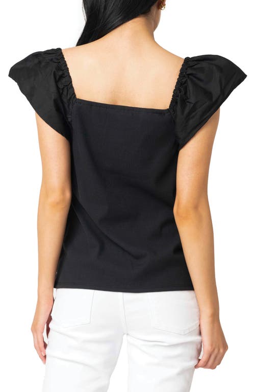GIBSONLOOK GIBSONLOOK SQUARE NECK FLUTTER SLEEVE TOP 
