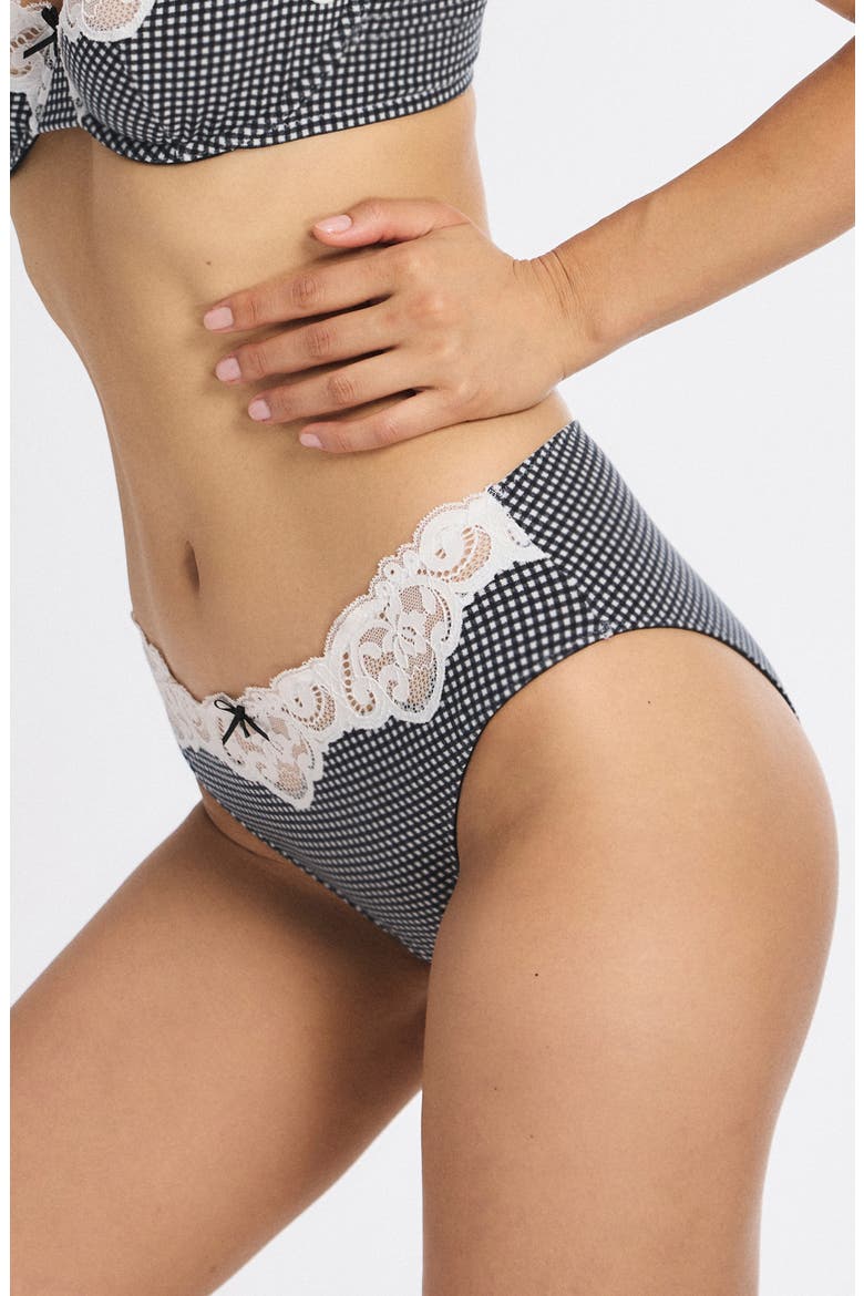 Swirly Girly Hipster Briefs, Alternate, color, BLACK CAVIAR CHECK EFFECT