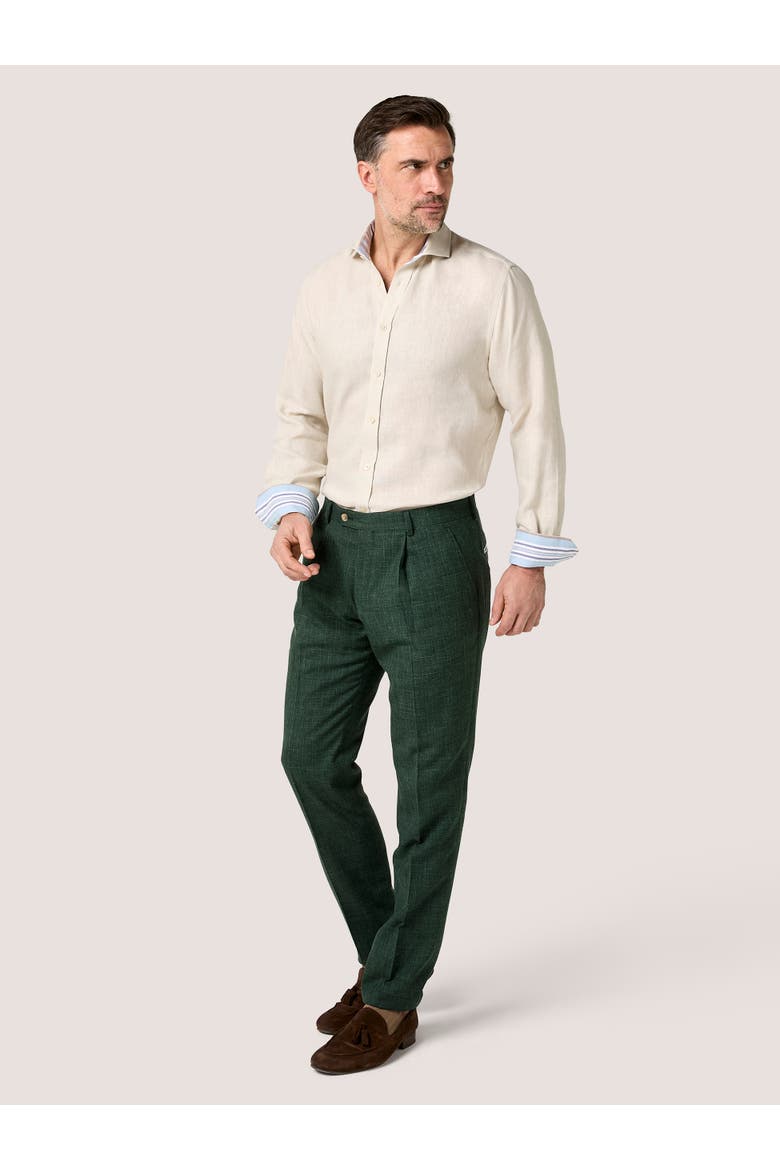Linen Wool Blend Trousers, Alternate, color, Emerald Green