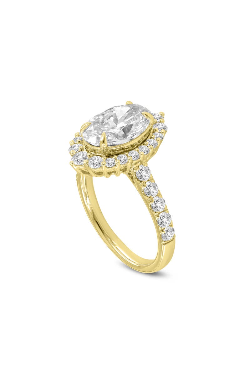 LuvMyJewelry Marcia 14K Yellow Gold Oval Lab Grown Diamond Halo Engagement Ring - 4 Ct, Main, color, 14K Yellow Gold