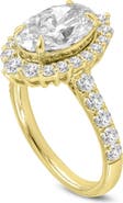 LuvMyJewelry Marcia 14K Yellow Gold Oval Lab Grown Diamond Halo Engagement Ring - 4 Ct