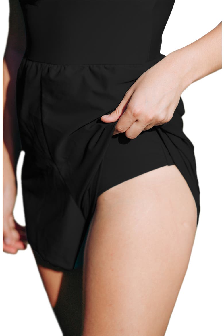 Plus Size Ivy Short Swim Romper With Built-In Bra and Hidden Shorts, Alternate, color, Black