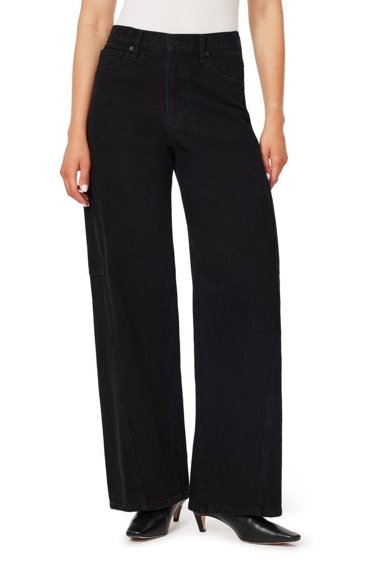 Hollis High Waist Wide Leg Cargo Jeans, Main, color, JET BLACK