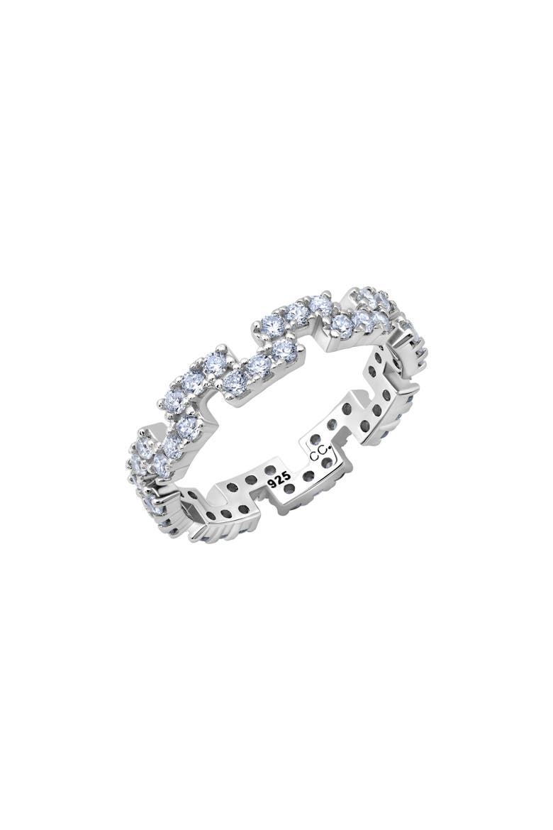 Cubic Zirconia Regal Eternity Band Ring, Main, color, SILVER