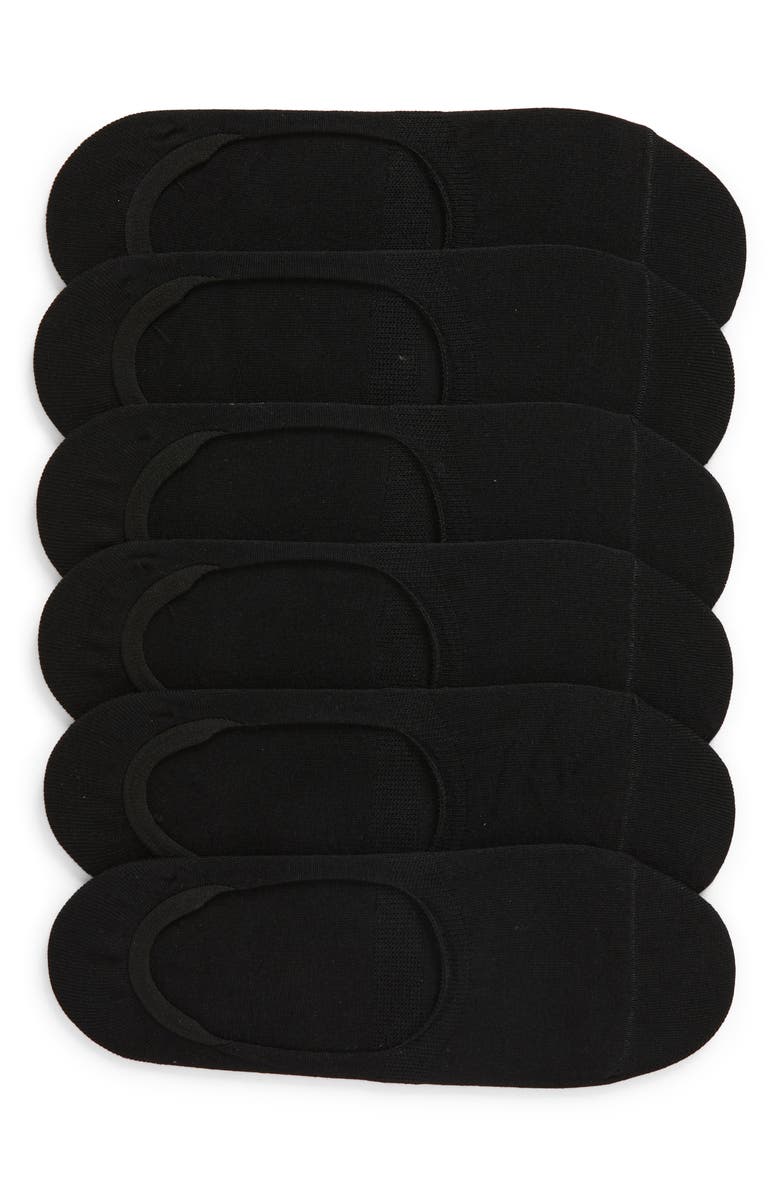 NORDSTROM RACK Everyday 6-Pack No Show Liner Socks, Main, color, Black