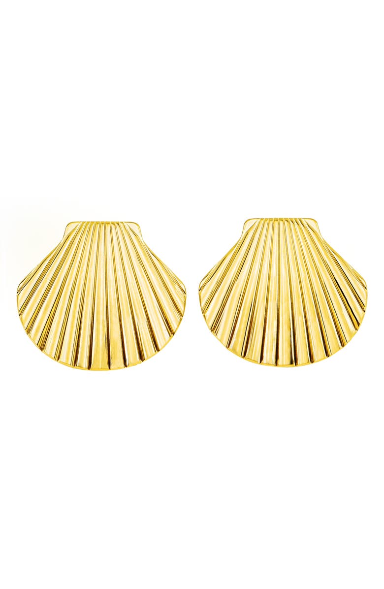 Panacea Shell Stud Earrings, Main, color, Gold