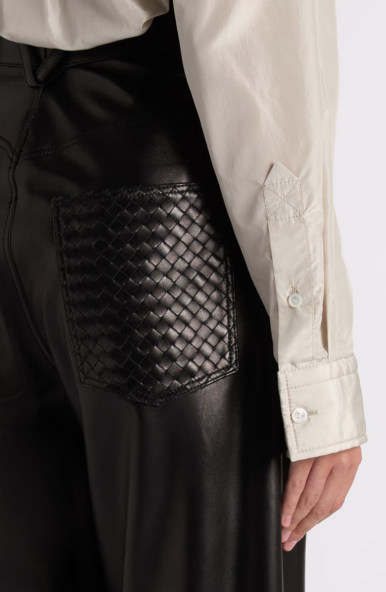 Bottega Veneta Straight Leg Leather Trousers, Alternate, color, 1010 Double Black