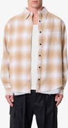 mnml Oversize Plaid Double Layered Cotton Flannel Snap-Up Overshirt