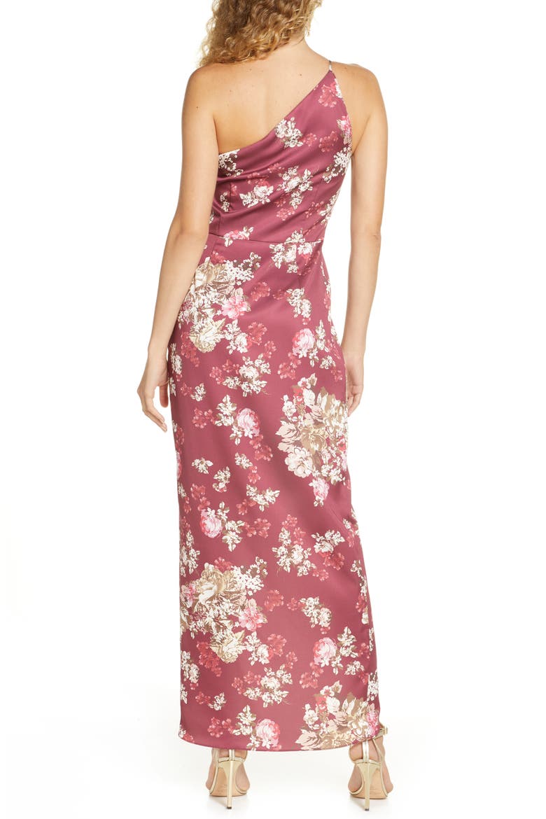 The Lainey Floral One-Shoulder Twist Gown, Alternate, color, CABERNET FLORAL