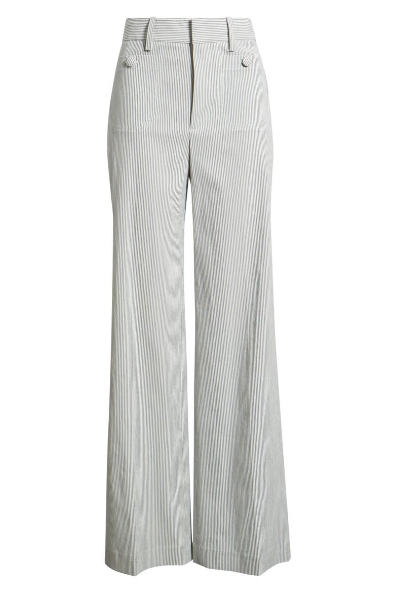 The Modernist Stripe Button Pocket High Waist Wide Leg Pants, Alternate, color, NAVY MULTI