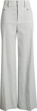 FRAME The Modernist Stripe Button Pocket High Waist Wide Leg Pants