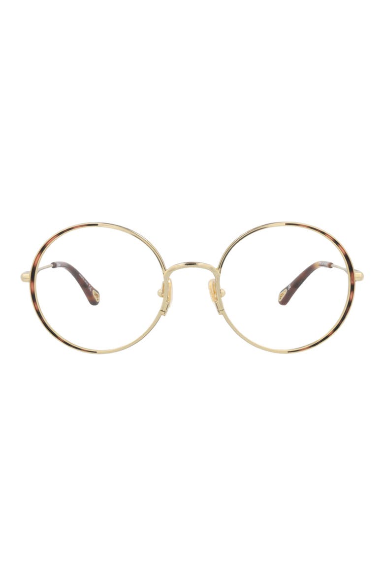 53mm Round Optical Glasses, Main, color, GOLD GOLD TRANSPARENT